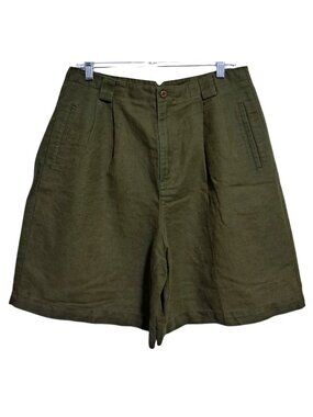 Vintage 90s Liz Claiborne Linen Blend Shorts Womens Size 16 High-Waisted Casual
